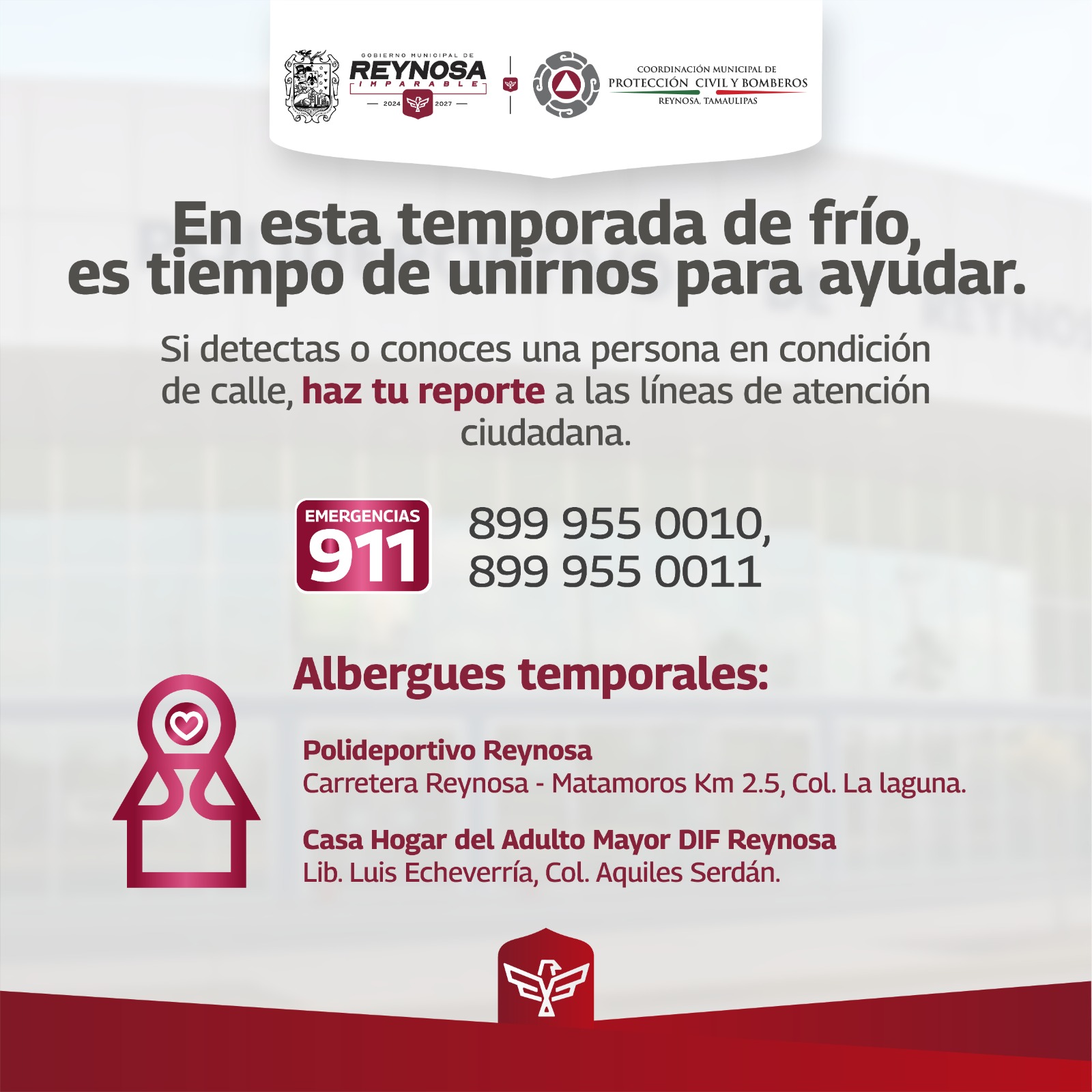 Dispone Gobierno de Reynosa de dos albergues tamporales