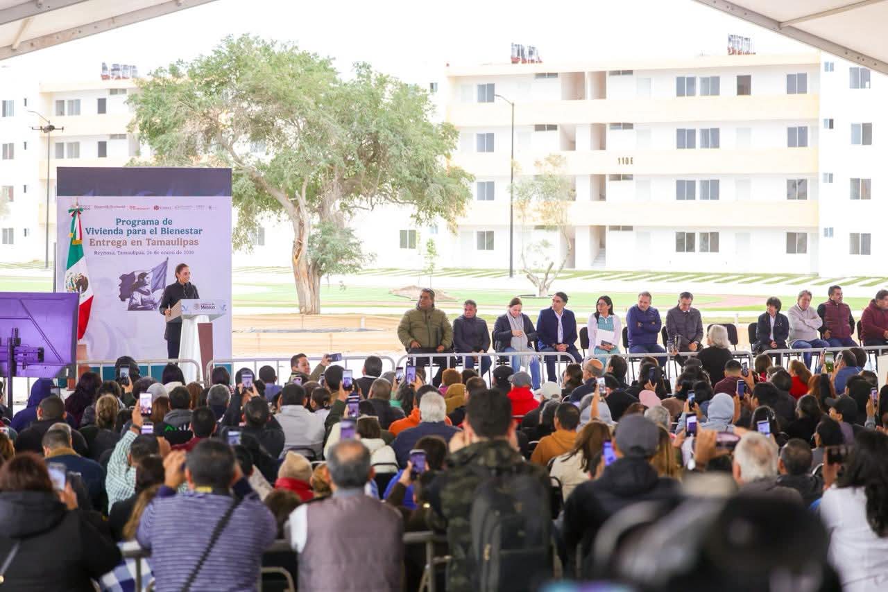Encabezó Claudia Sheinbaum Pardo entrega de beneficios junto con Américo Villarreal Anaya y Carlos Peña Ortiz