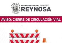 Avisa Gobierno de Reynosa cierre temporal de vialidad por rehabilitación de pavimento en Jarachina Sur
