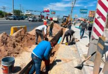 Continúa sustitución de tubería de agua potable en carretera Reynosa-Monterrey