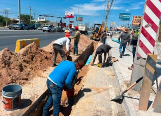 Continúa sustitución de tubería de agua potable en carretera Reynosa-Monterrey